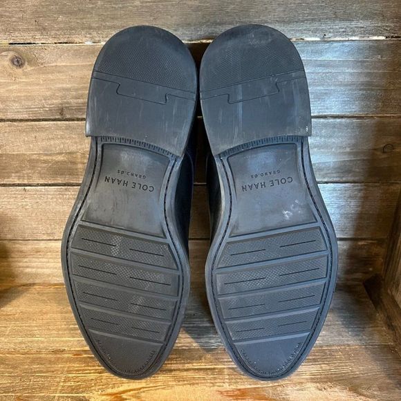 Mens Cole Haan Buckland Cap Toe Black Leather Brogue Dress Shoes Size 9.5 M‎ GUC - Picture 5 of 6